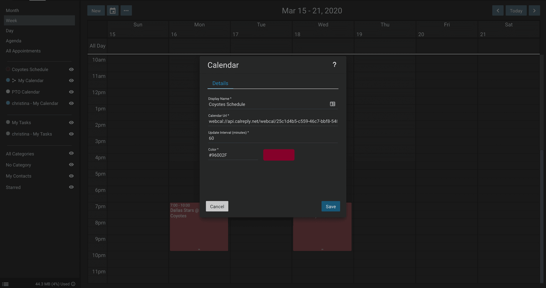 Suscripción al calendario web